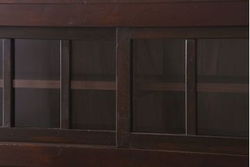 アンティーク家具　古民具・骨董　岐阜産 ガラス仕上げ引き戸!二段重ねアンティーク五尺水屋箪笥(収納棚)