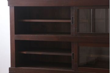 アンティーク家具　古民具・骨董　岐阜産 ガラス仕上げ引き戸!二段重ねアンティーク五尺水屋箪笥(収納棚)