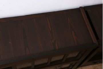 アンティーク家具　古民具・骨董　岐阜産 ガラス仕上げ引き戸!二段重ねアンティーク五尺水屋箪笥(収納棚)