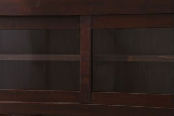 アンティーク家具 古民具・骨董 岐阜産 ガラス仕上げ引き戸!二段重ねアンティーク五尺水屋箪笥(収納棚)