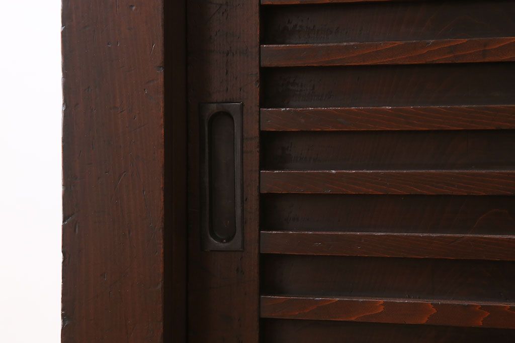 アンティーク家具 古民具・骨董 岐阜産 ガラス仕上げ引き戸!二段重ねアンティーク五尺水屋箪笥(収納棚)
