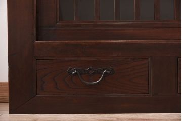 アンティーク家具　古民具・骨董　極太框の収納箪笥サイドボード(水屋箪笥・ローボード)(2)