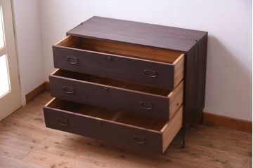 アンティーク家具　鉄脚付き!古い衣装箪笥ローボード(2)