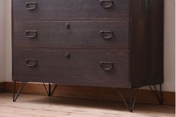 アンティーク家具　鉄脚付き!古い衣装箪笥ローボード(2)