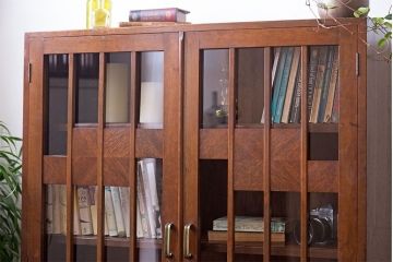 レトロ家具　和製アンティーク　レトロモダンな大ぶり本箱(ブックケース)