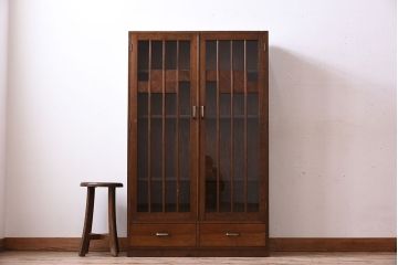 レトロ家具　和製アンティーク　レトロモダンな大ぶり本箱(ブックケース)