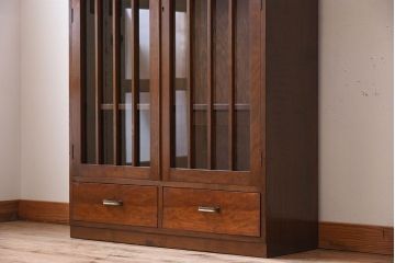 レトロ家具　和製アンティーク　レトロモダンな大ぶり本箱(ブックケース)