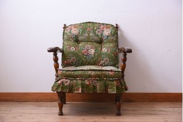 中古　穂高　WINDSOR　飛騨産業　キツツキマーク　1人掛けソファ(両肘付きチェア)(1)