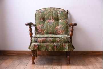 中古　穂高　WINDSOR　飛騨産業　キツツキマーク　1人掛けソファ(両肘付きチェア)(2)