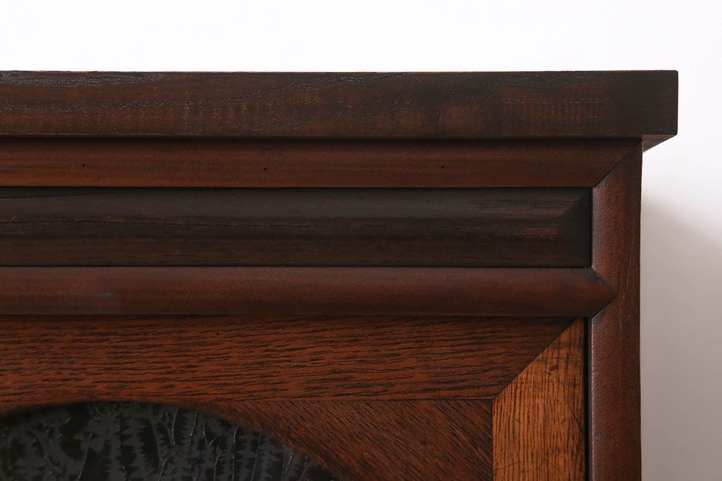 アンティーク家具　大正昭和期　アンティーク　脚付き!丸窓がお洒落な木製ローボード