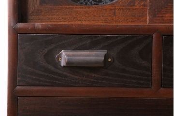 アンティーク家具　大正昭和期　アンティーク　脚付き!丸窓がお洒落な木製ローボード