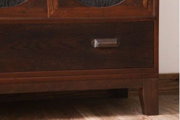 アンティーク家具　大正昭和期　アンティーク　脚付き!丸窓がお洒落な木製ローボード