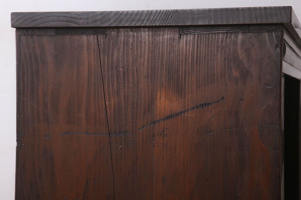 アンティーク家具　大正昭和期　アンティーク　脚付き!丸窓がお洒落な木製ローボード