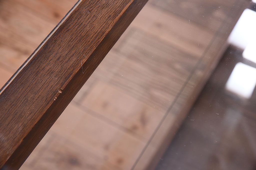 レトロ家具　昭和レトロ　古い木製のシンプルな脚付きガラスケース(ショーケース)(3)