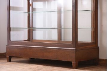 レトロ家具　昭和レトロ　古い木製のシンプルな脚付きガラスケース(ショーケース)(3)