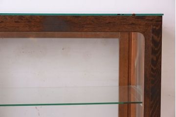 レトロ家具　昭和レトロ　古い木製のシンプルな脚付きガラスケース(ショーケース)(3)