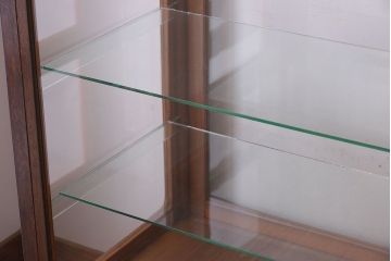 レトロ家具　昭和レトロ　古い木製のシンプルな脚付きガラスケース(ショーケース)(3)