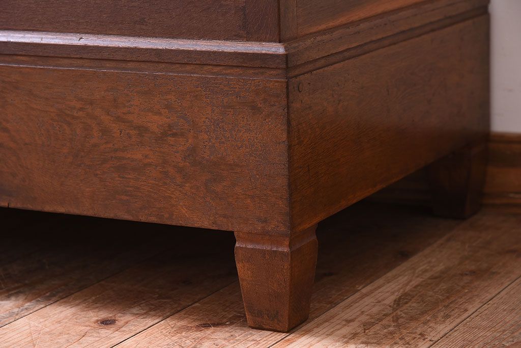 レトロ家具　昭和レトロ　古い木製のシンプルな脚付きガラスケース(ショーケース)(3)