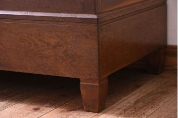 レトロ家具　昭和レトロ　古い木製のシンプルな脚付きガラスケース(ショーケース)(3)