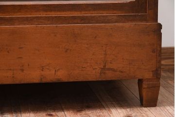 レトロ家具　昭和レトロ　古い木製のシンプルな脚付きガラスケース(ショーケース)(3)