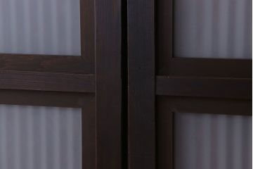 裏ガラス入り!ガラス帯のアンティーク格子戸2枚セット