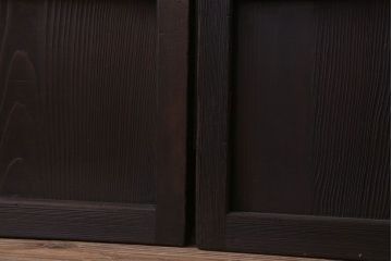 裏ガラス入り!ガラス帯のアンティーク格子戸2枚セット