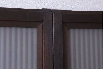 裏ガラス入り!ガラス帯のアンティーク格子戸2枚セット