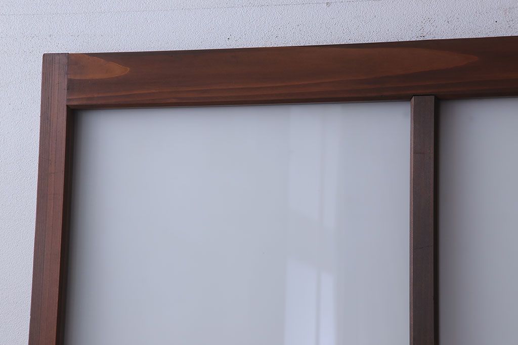 大正期　金具付き!上質なすりガラス戸2枚セット