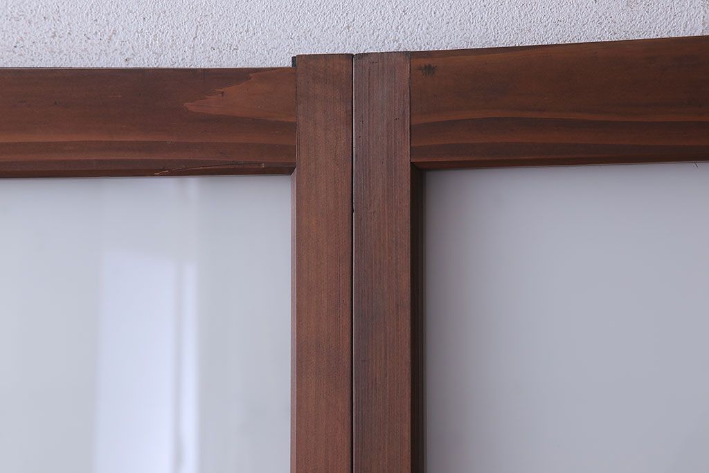 大正期　金具付き!上質なすりガラス戸2枚セット