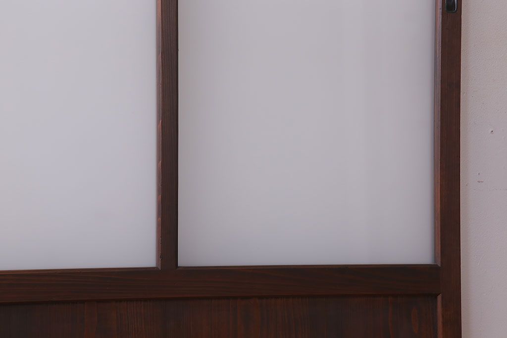 大正期　金具付き!上質なすりガラス戸2枚セット