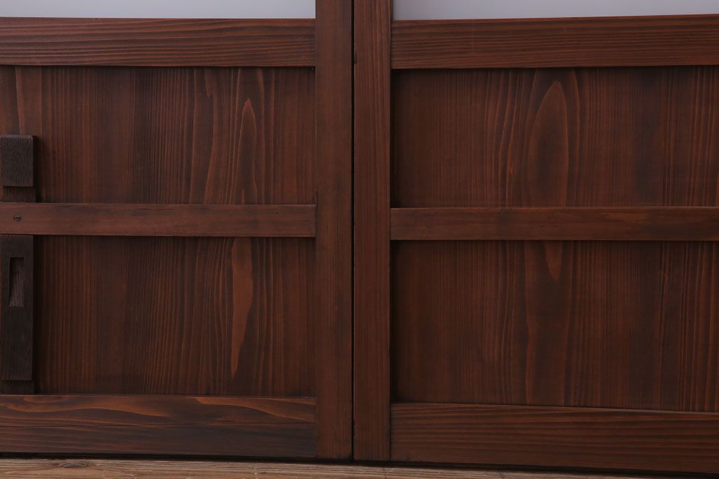 大正期　金具付き!上質なすりガラス戸2枚セット