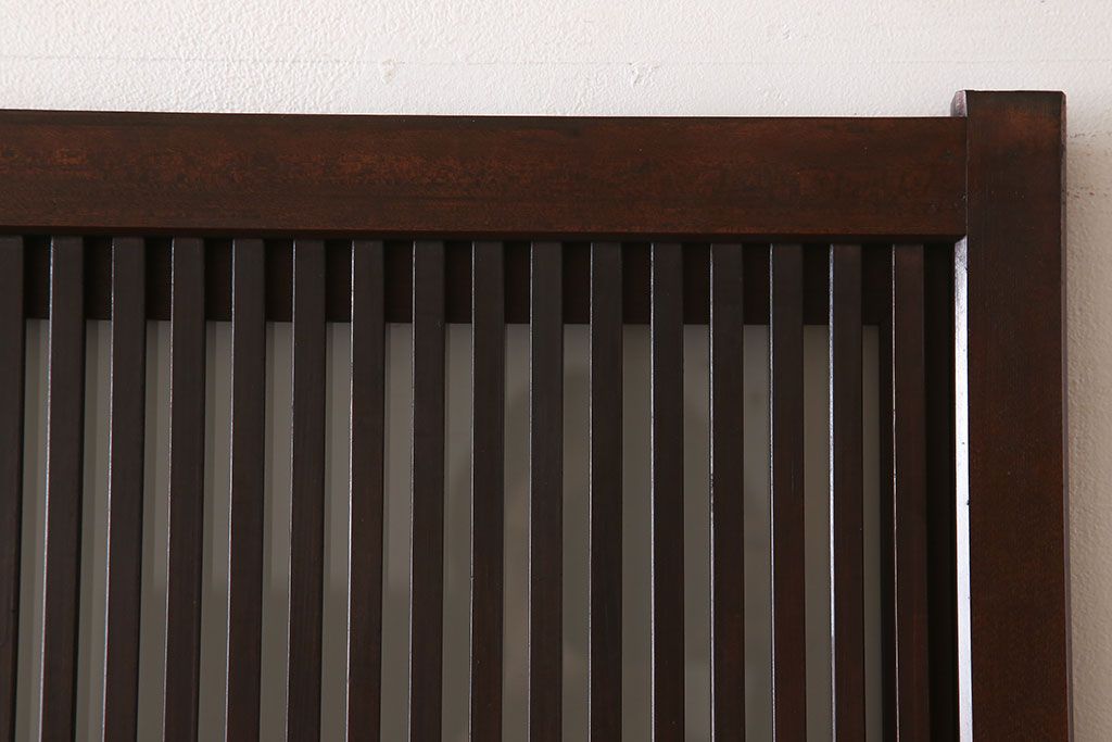 古民具・骨董　裏ガラス付き!ガラス帯のアンティーク格子戸4枚セット