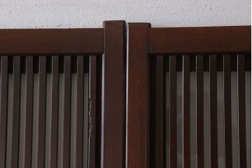 古民具・骨董　裏ガラス付き!ガラス帯のアンティーク格子戸4枚セット