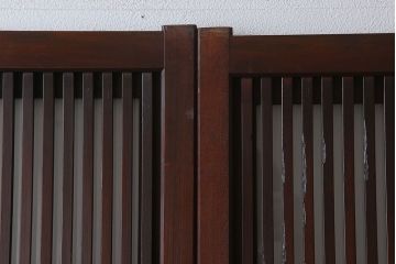 古民具・骨董　裏ガラス付き!ガラス帯のアンティーク格子戸4枚セット