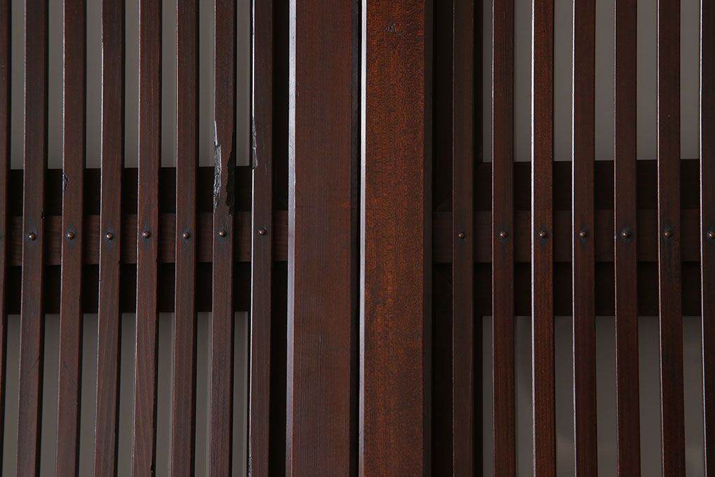 古民具・骨董　裏ガラス付き!ガラス帯のアンティーク格子戸4枚セット