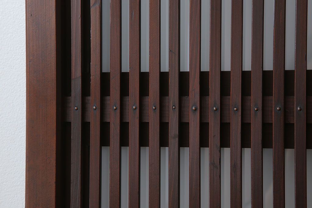 古民具・骨董　裏ガラス付き!ガラス帯のアンティーク格子戸4枚セット