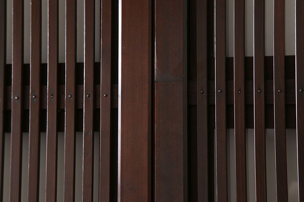 古民具・骨董　裏ガラス付き!ガラス帯のアンティーク格子戸4枚セット