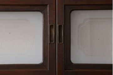 古民具・骨董　裏ガラス付き!ガラス帯のアンティーク格子戸4枚セット