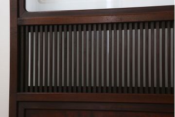 古民具・骨董　裏ガラス付き!ガラス帯のアンティーク格子戸4枚セット