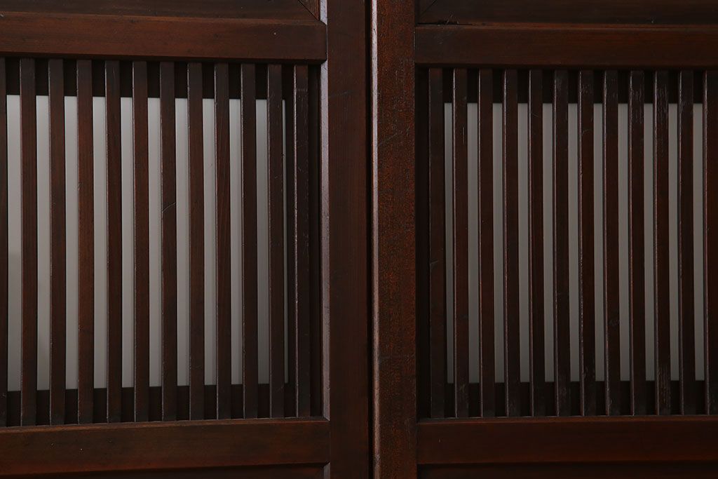 古民具・骨董　裏ガラス付き!ガラス帯のアンティーク格子戸4枚セット