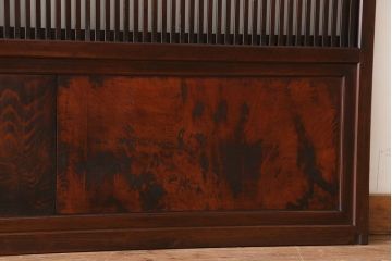 古民具・骨董　裏ガラス付き!ガラス帯のアンティーク格子戸4枚セット