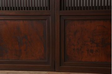 古民具・骨董　裏ガラス付き!ガラス帯のアンティーク格子戸4枚セット