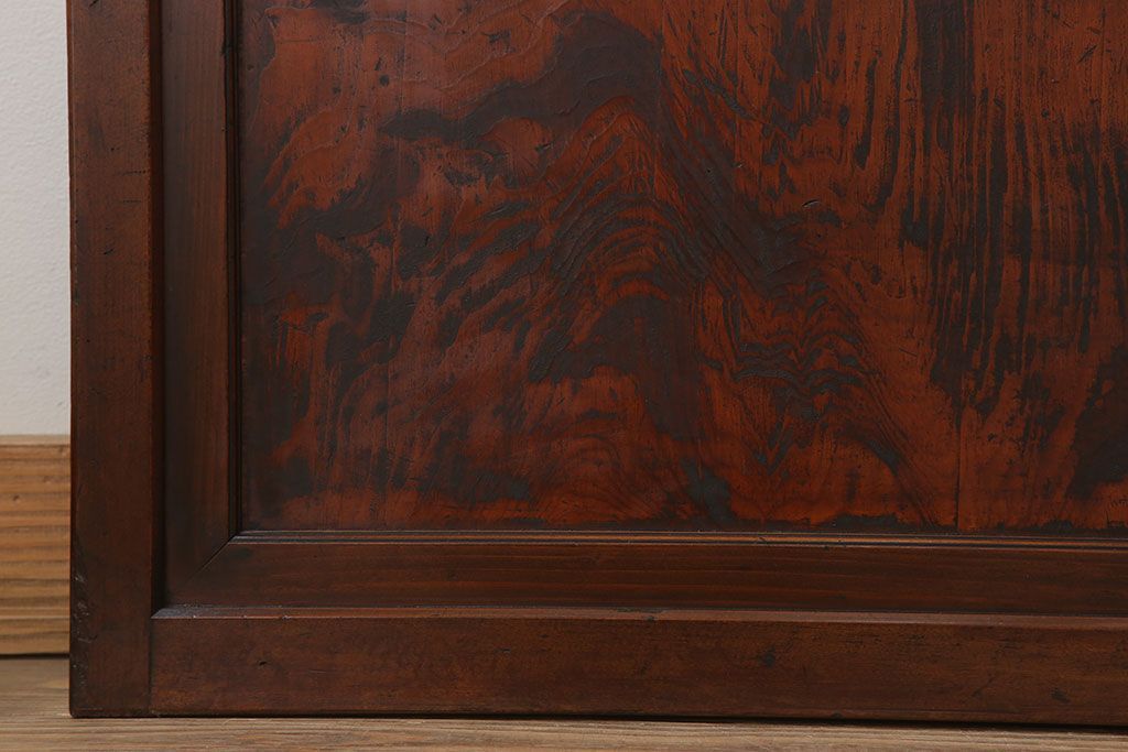 古民具・骨董　裏ガラス付き!ガラス帯のアンティーク格子戸4枚セット