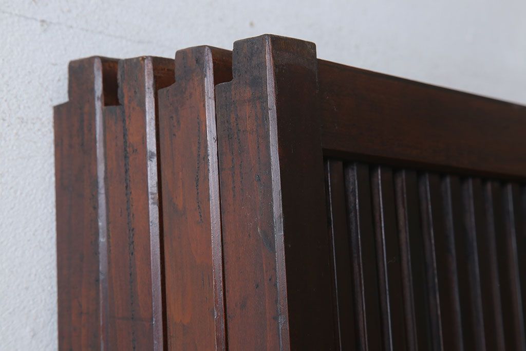 古民具・骨董　裏ガラス付き!ガラス帯のアンティーク格子戸4枚セット