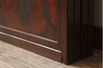 古民具・骨董　裏ガラス付き!ガラス帯のアンティーク格子戸4枚セット