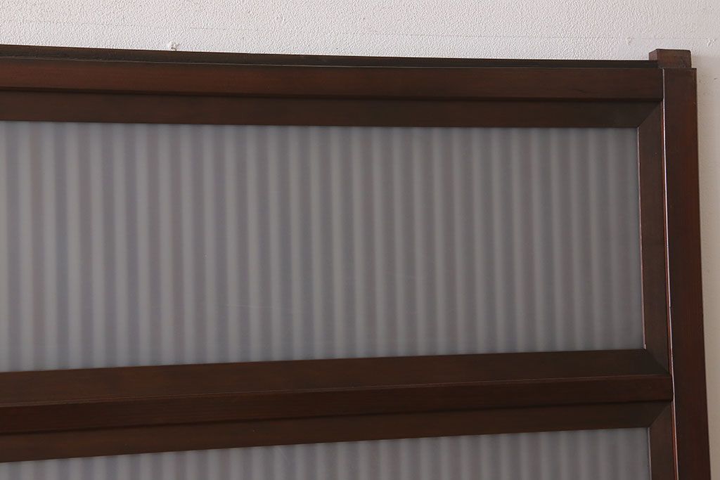 古民具・骨董　裏ガラス付き!ガラス帯のアンティーク格子戸4枚セット