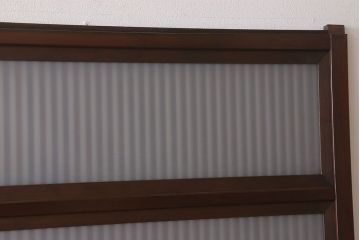 古民具・骨董　裏ガラス付き!ガラス帯のアンティーク格子戸4枚セット