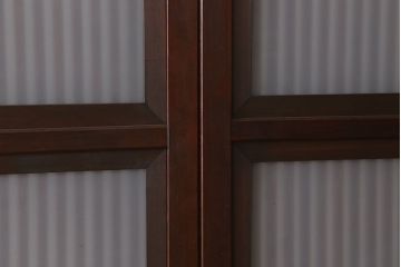 古民具・骨董　裏ガラス付き!ガラス帯のアンティーク格子戸4枚セット