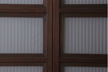 古民具・骨董　裏ガラス付き!ガラス帯のアンティーク格子戸4枚セット