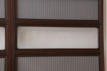 古民具・骨董　裏ガラス付き!ガラス帯のアンティーク格子戸4枚セット